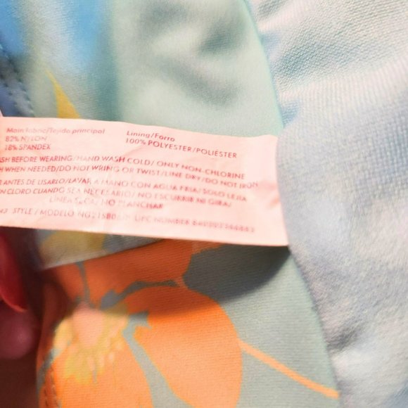 Ninety-Nine Peplum Top Tankini Set Junior Size 3-5 Turquoise Blue & Orange Daisi - Picture 5 of 5